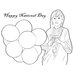 Emirati Girl Celebrations Free Coloring Page for Kids