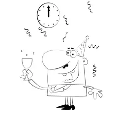 Cartoon Man Celebrating New Years