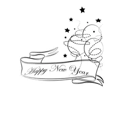 Happy New Year Design Free Coloring Page for Kids