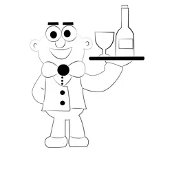 Waiter Free Coloring Page for Kids