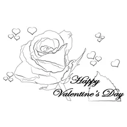 Romantic Valentine With Rose Free Coloring Page for Kids