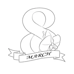 8 March Womens Day Free Coloring Page for Kids