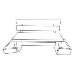 Wooden Bench On Path Free Coloring Page for Kids