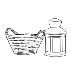 Lantern And Basket Free Coloring Page for Kids