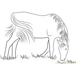 Horses Feeding Free Coloring Page for Kids