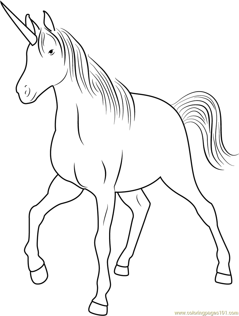 Unicorn Walking Coloring Page - Free Unicorn Coloring Pages