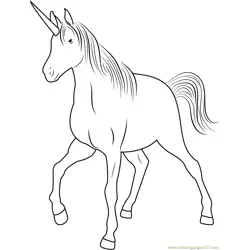 Unicorn Walking Free Coloring Page for Kids