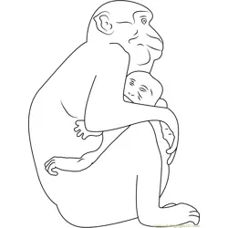 Monkey Hug His Son Free Coloring Page for Kids