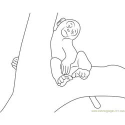 Monkey Sleeping On Tree Free Coloring Page for Kids