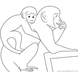 Monkey on Mom Free Coloring Page for Kids