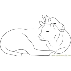 Affectionate Sheep Small Free Coloring Page for Kids