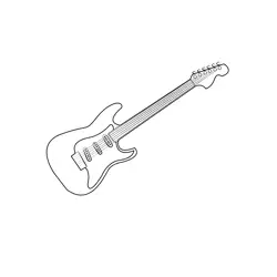 Semi Acoustic Electric Guitar Free Coloring Page for Kids