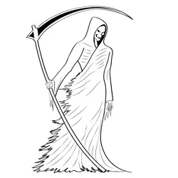 Grim Reaper Free Coloring Page for Kids