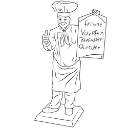 Chef Sculpture Free Coloring Page for Kids