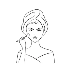 Girl using Makeup Free Coloring Page for Kids