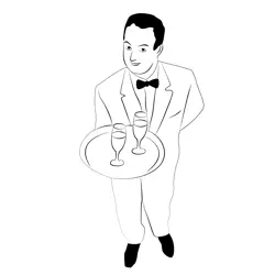 Waiter 4 Free Coloring Page for Kids