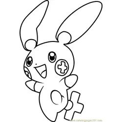 Plusle Pokemon Free Coloring Page for Kids