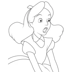 Alice Disney Princess Shocked Free Coloring Page for Kids