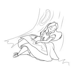 Alice Dreaming Free Coloring Page for Kids
