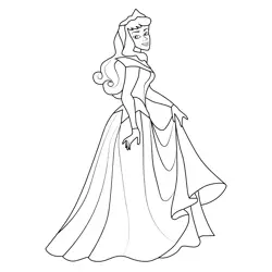 Aurora in Gown Free Coloring Page for Kids