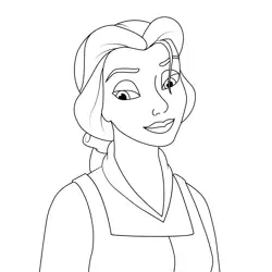Belle in Thoughts Free Coloring Page for Kids
