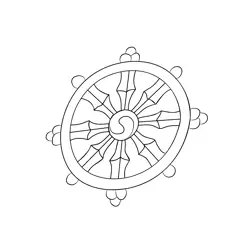 Dharma Wheel Free Coloring Page for Kids