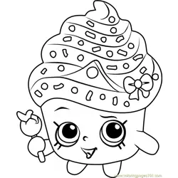 Cupcake Queen Shopkins Free Coloring Page for Kids