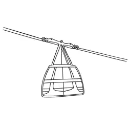 Cable Car On Ropeway Free Coloring Page for Kids