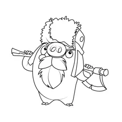Lumberjack Pig Angry Birds Free Coloring Page for Kids