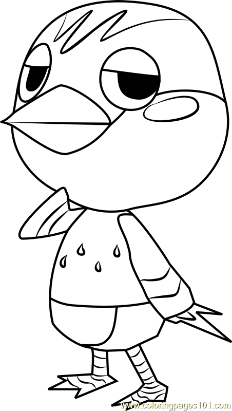 Robin Animal Crossing Coloring Page - Free Animal Crossing Coloring
