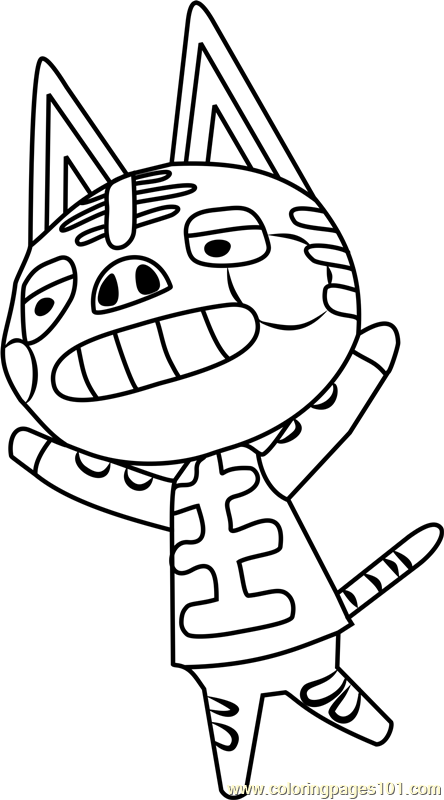 Tabby Animal Crossing Coloring Page - Free Animal Crossing Coloring