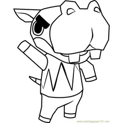 Biff Animal Crossing Free Coloring Page for Kids