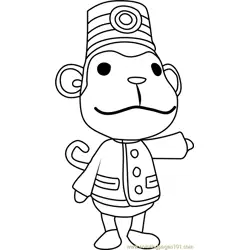 Porter Animal Crossing Free Coloring Page for Kids