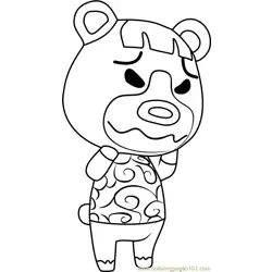 Pudge Animal Crossing Free Coloring Page for Kids