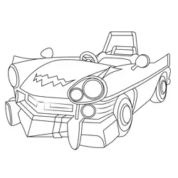 Wario Car Mario Kart Free Coloring Page for Kids