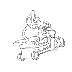Wario Mario Kart Free Coloring Page for Kids