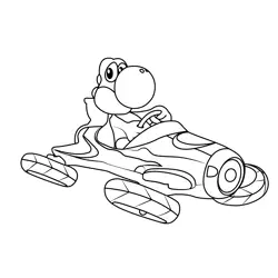 Yoshi Mario Kart Free Coloring Page for Kids