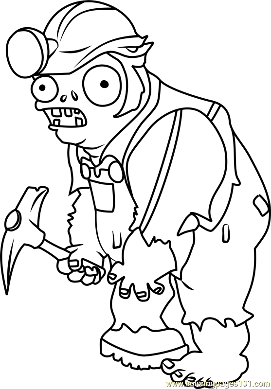 Digger Zombie Coloring Page - Free Plants vs. Zombies ...