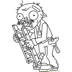 Ladder Zombie Free Coloring Page for Kids