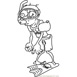 Snorkel Zombie Free Coloring Page for Kids