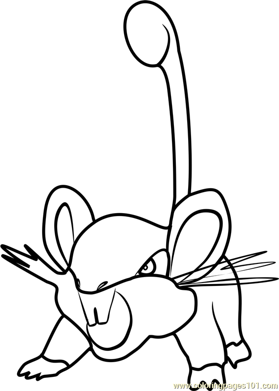 Rattata Pokemon GO printable coloring page for kids and adults