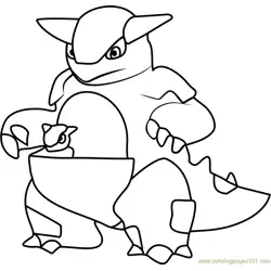 Kangaskhan Pokemon GO Free Coloring Page for Kids