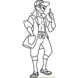 Professor Kukui Pokemon Sun and Moon Free Coloring Page for Kids