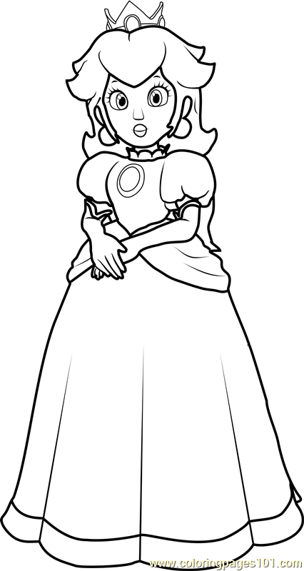 Princess Peach Coloring Page - Free Super Mario Coloring Pages
