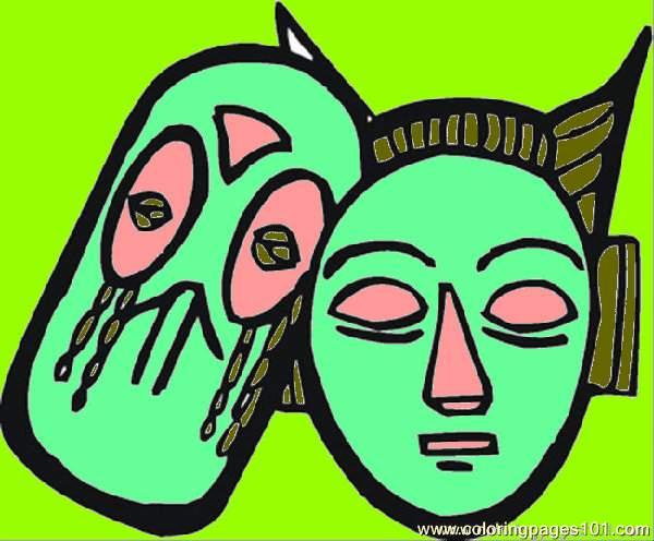 free printable coloring image African Masks