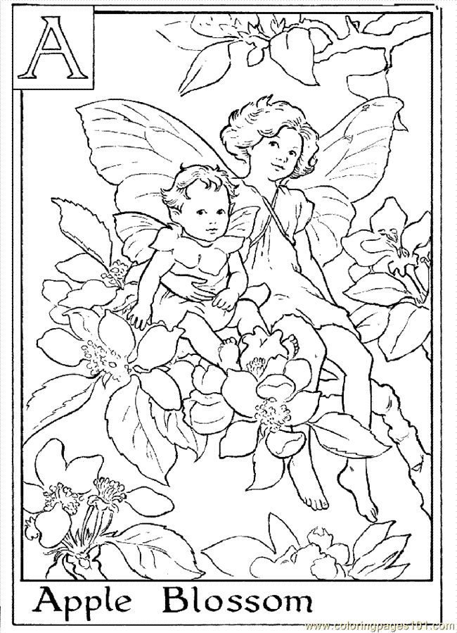 Coloring Pages A Fairy (Education > Alphabets) - free printable