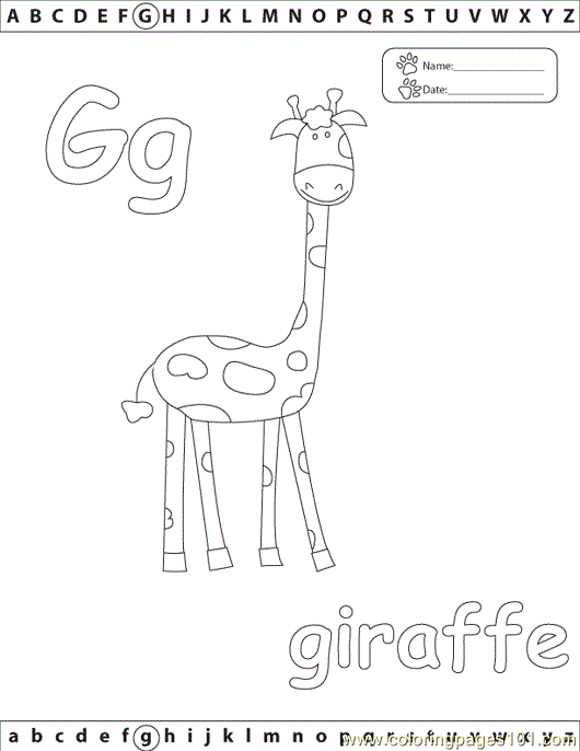 Coloring Pages G Giraffe Edu (Education > Alphabets) - free printable