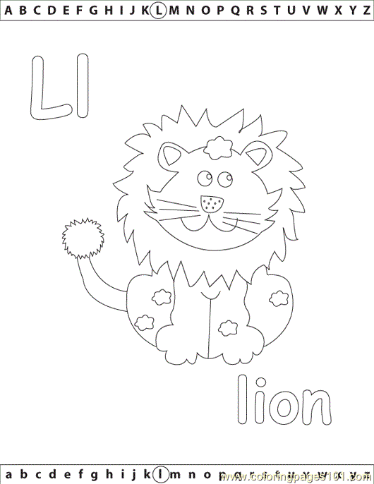 free printable coloring image L Lion Edu