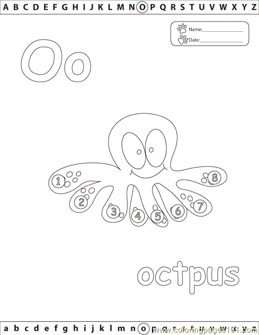 free printable coloring image O Octpus Edu