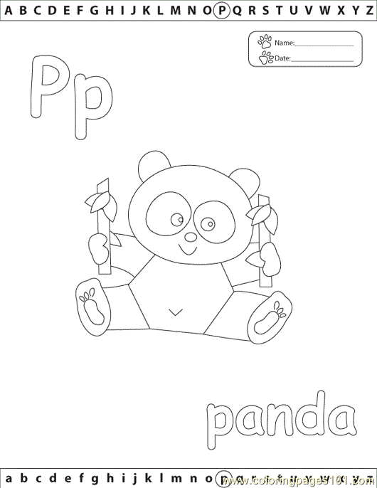 Coloring Pages P Panda Edu (Education > Alphabets) - free printable